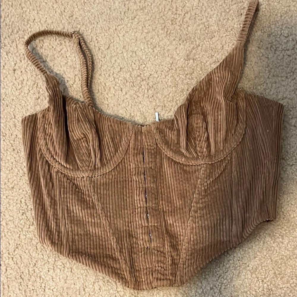 Elegant Brown Corduroy Bustier